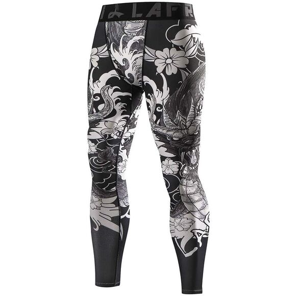 Lafroi Mens Quick Dry Cool Compression Fit Tight Dragon Print Leggings Size XXXL - Picture 1 of 7